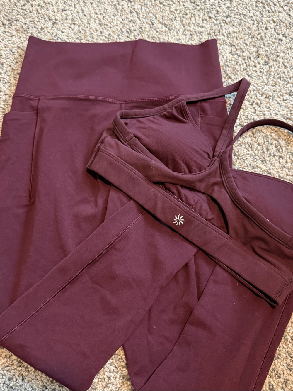 Athleta Maroon Sports Bra & Leggings Set - Picture 9 of 13